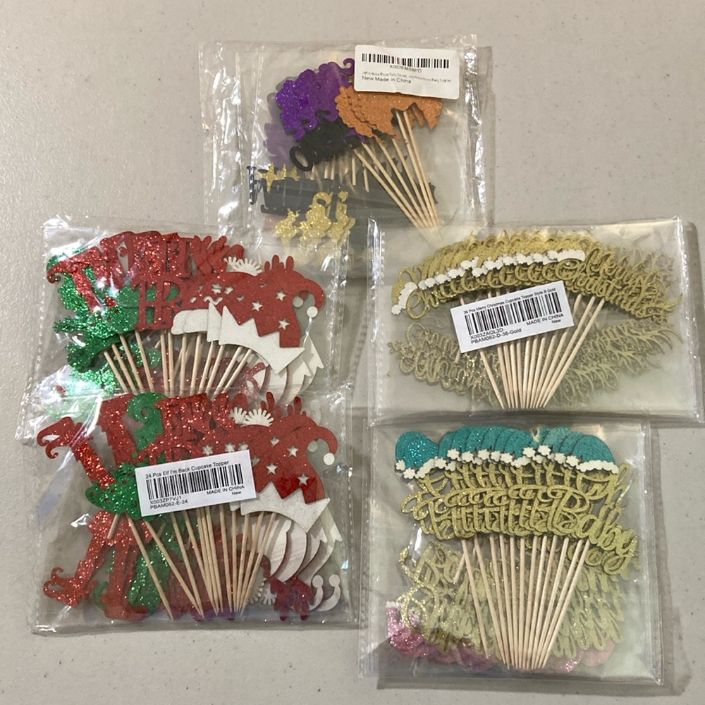 Holiday Cup Cake Topper bundle 5 Packs